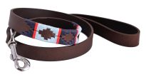 Argentine Leather Dog Lead Pale Blue/Navy