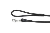 Rolled Leather Dog Lead Black