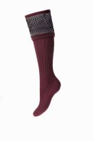 Ladies Tayside Shooting Socks and Garters Burgundy