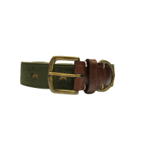 Silk and Leather Webbing Belt Stag
