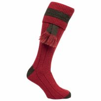 Contrast Pure Wool Shooting Socks - Ruby