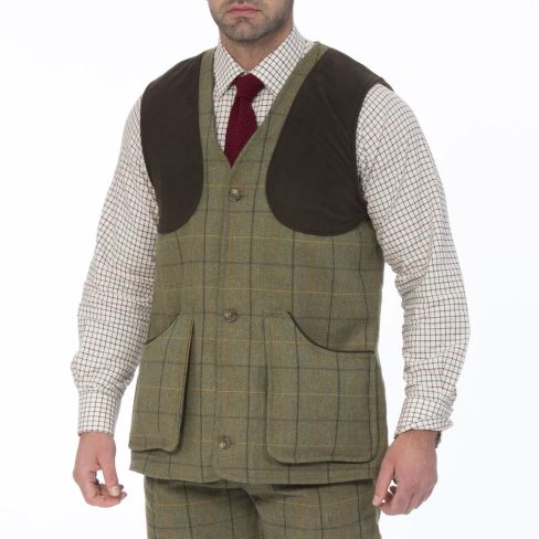 Rutland Tweed Shooting Waistcoat Dark Moss