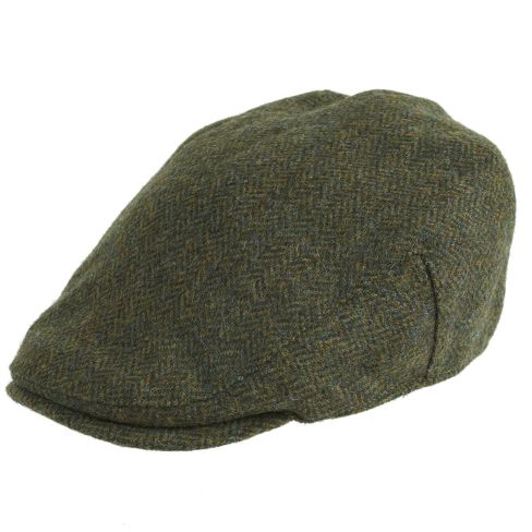 Chapman Tweed Flat Cap Green Herringbone