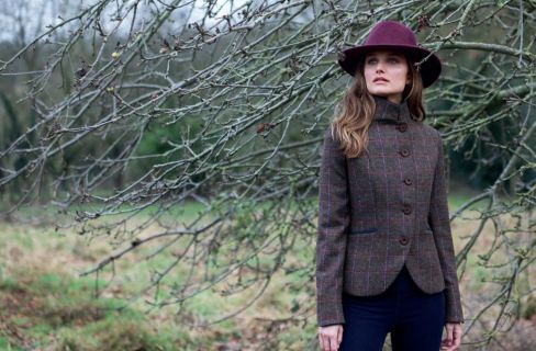Jack Murphy Sasha L/S Tweed Fitted Jacket Moleskin Trims Deep Burren