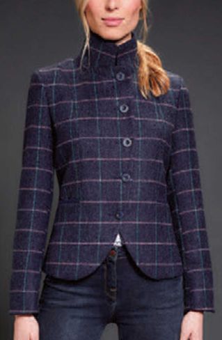 Jack Murphy Sasha L/S Tweed Fitted Jacket Moleskin Trims - Navy Dreamer