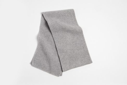 Cashmere Ribbed Scarf -Light Grey
