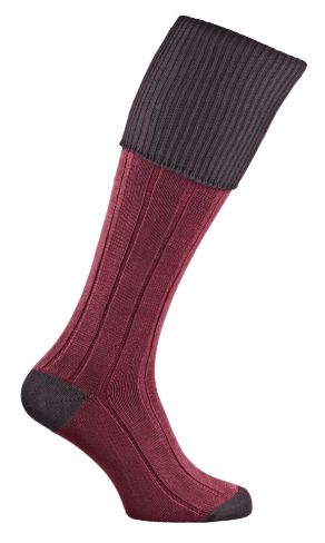 Dorset Contrast Cotton Shooting Socks Aubergine