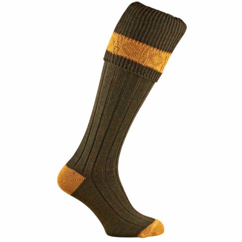 Contrast Pure Wool Shooting Socks - Greenacre