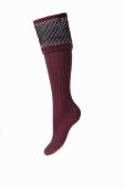 Ladies Tayside Shooting Socks and Garters Burgundy