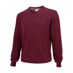 Stirling V Neck Cotton Pullover Burgundy