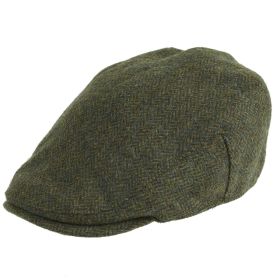 Chapman Tweed Flat Cap Green Herringbone