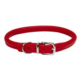 Rolled Leather Dog Collar Red