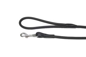 Rolled Leather Dog Lead Black