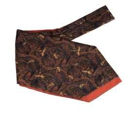 Pheasant & Paisley Silk & Cotton Cravat - Russet