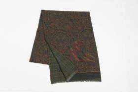 Luxury Italian Silk and Cashmere Scarf - Green