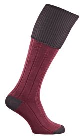 Dorset Contrast Cotton Shooting Socks Aubergine