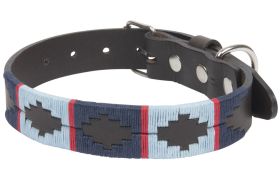 Argentine Bridle Leather Collars Navy/Pale Blue