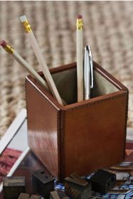Leather Square Pen Holder