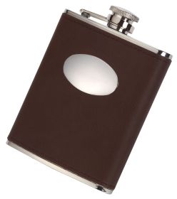 Brown Leather 6oz Hip Flask